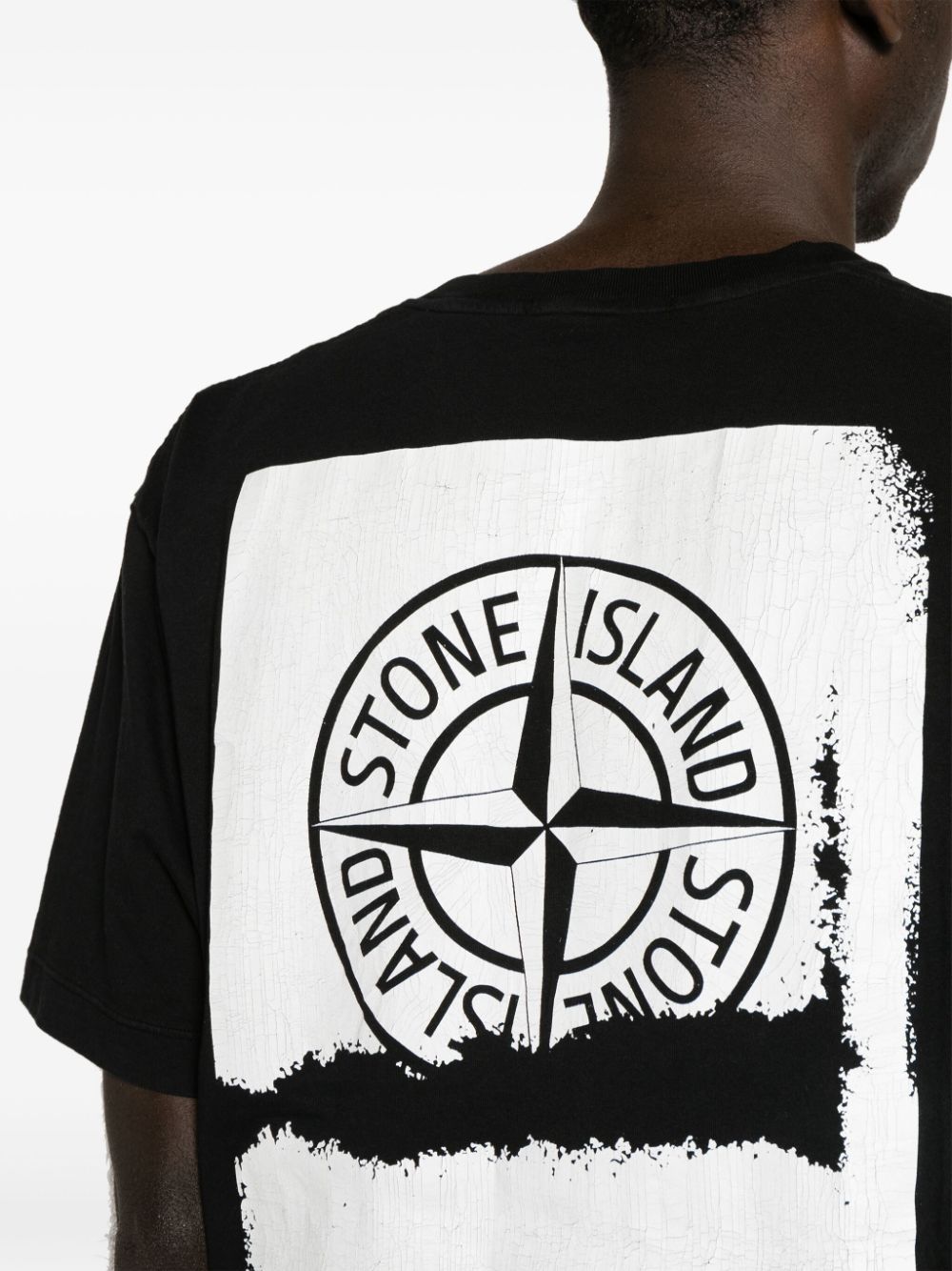 Stone Island - T Shirt noir 2RC89 'SCRATCHED PAINT ONE' PRINT