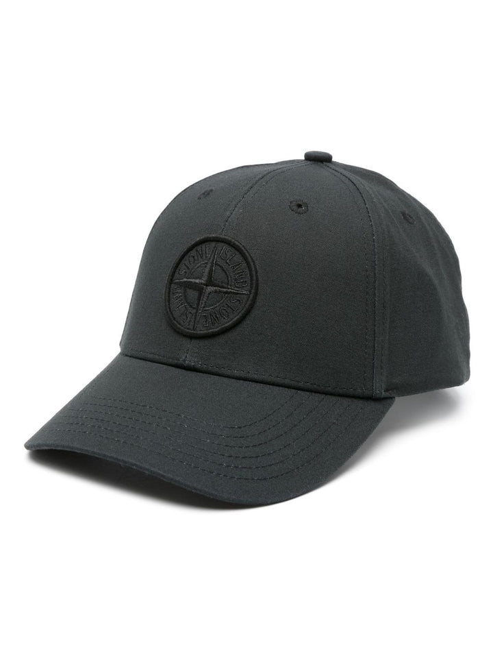 STONE ISLAND - casquette en coton à logo brodé noir