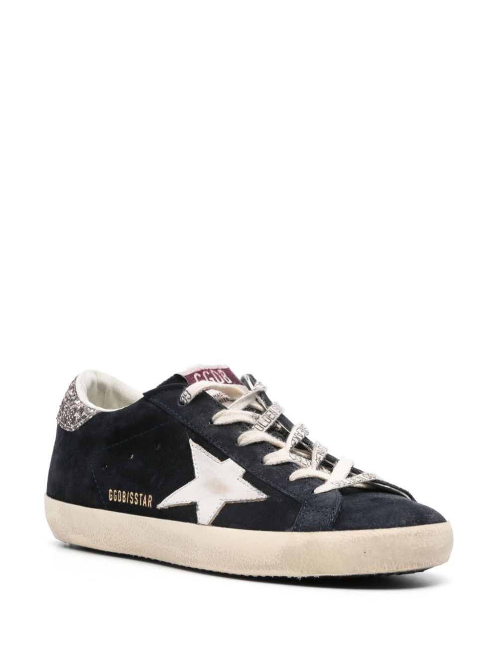 Golden Goose baskets Super-Star en daim Bleu marine et paillettes