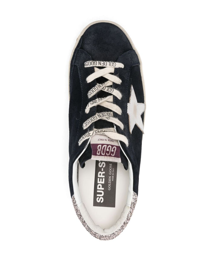 Golden Goose baskets Super-Star en daim Bleu marine et paillettes