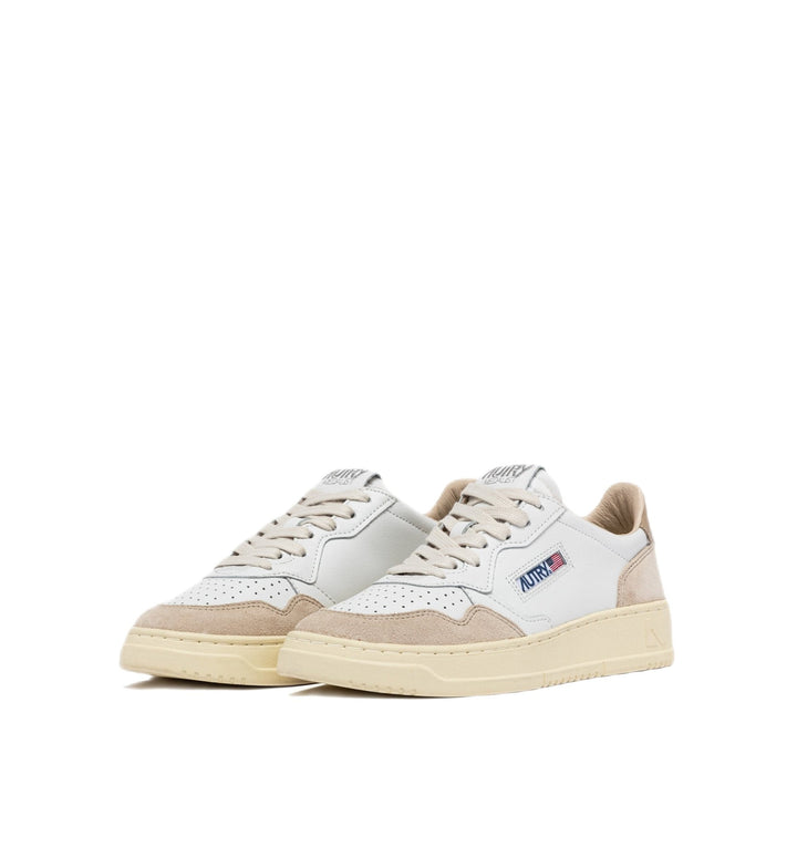 AUTRY - Basket basse Medalist cuir et daim blanc / beige - Lothaire