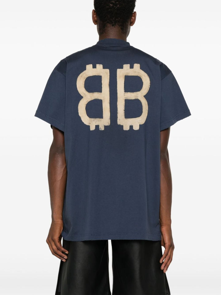 BALENCIAGA t - shirt en coton à imprimé Crypto washed blue - Lothaire