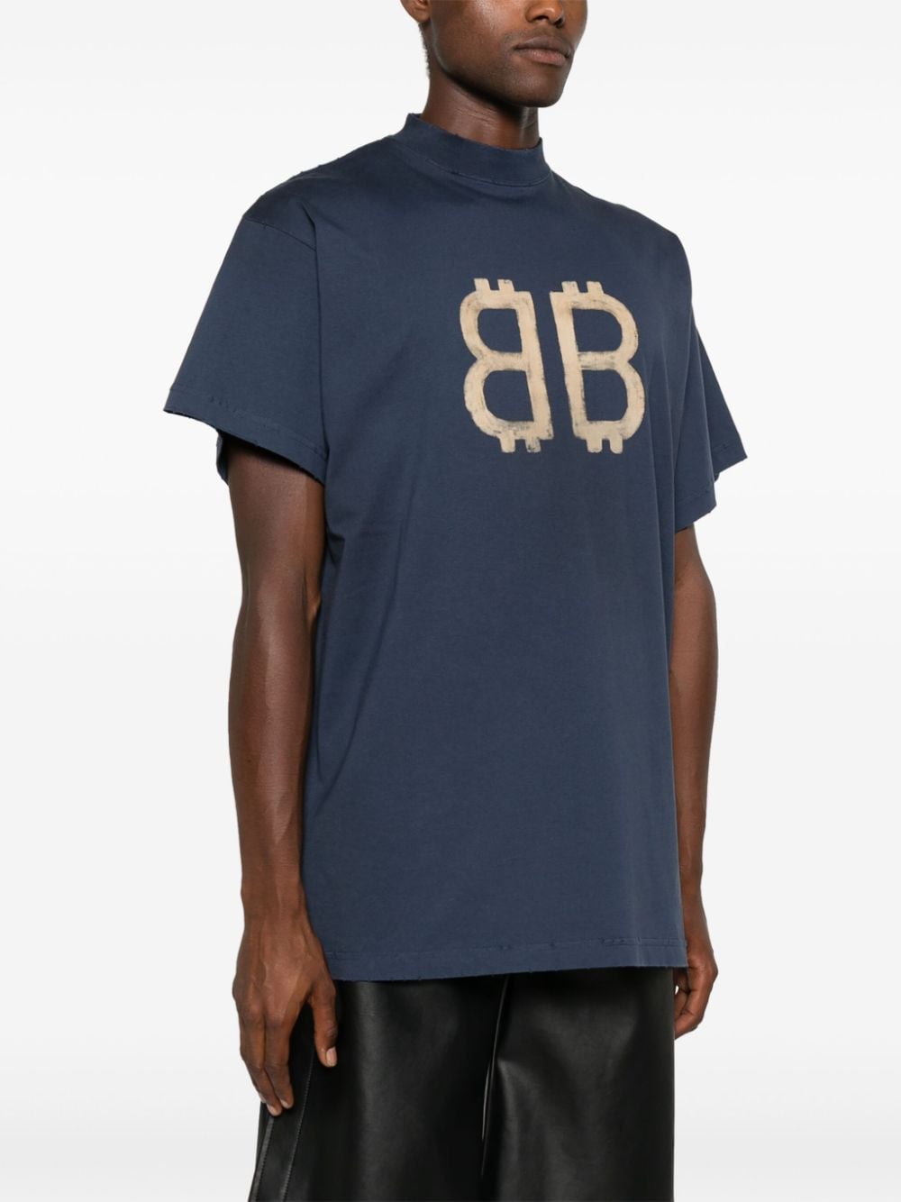 BALENCIAGA t - shirt en coton à imprimé Crypto washed blue - Lothaire