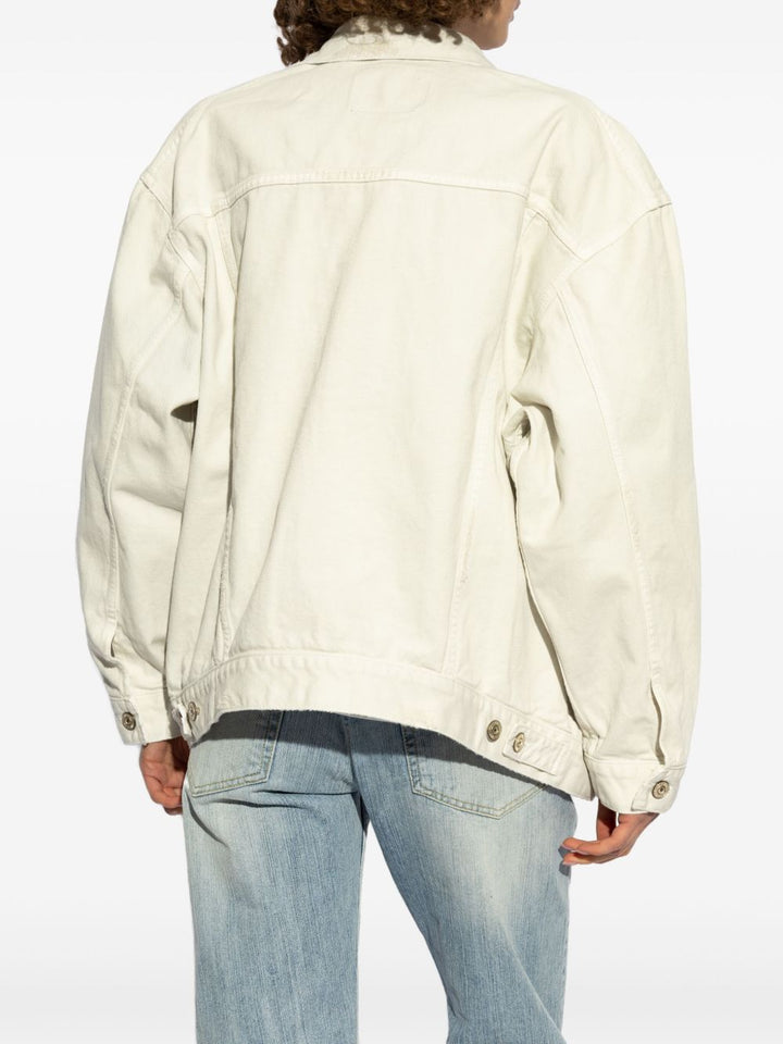 BALENCIAGA - veste en jean à logo imprimé blanc - Lothaire