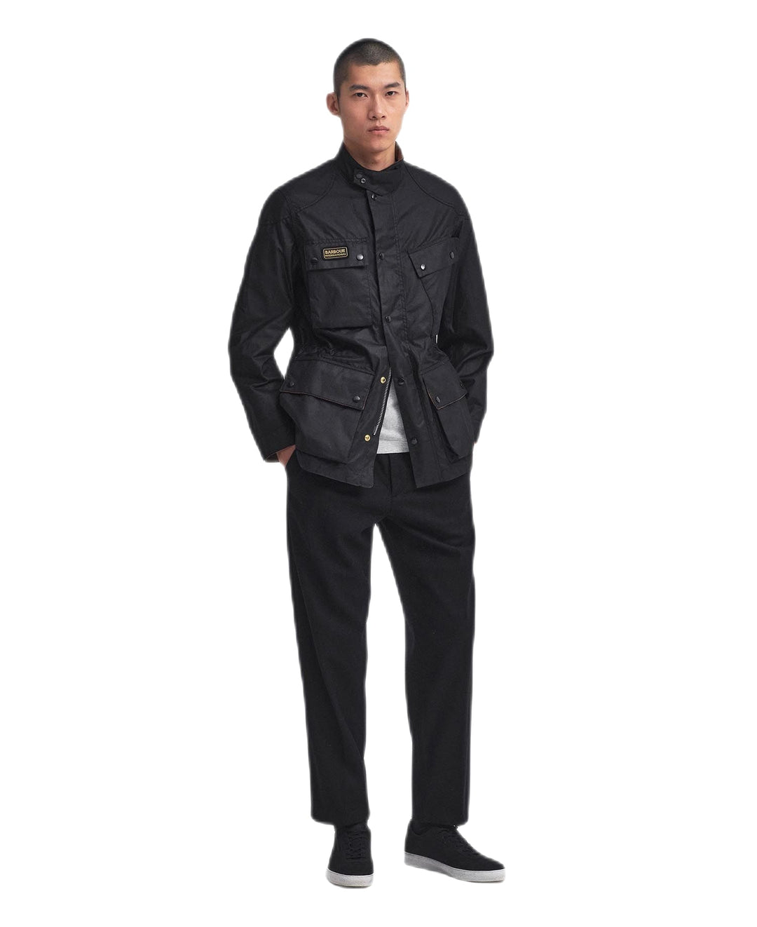 Barbour - Parka biker enduite noir - Lothaire