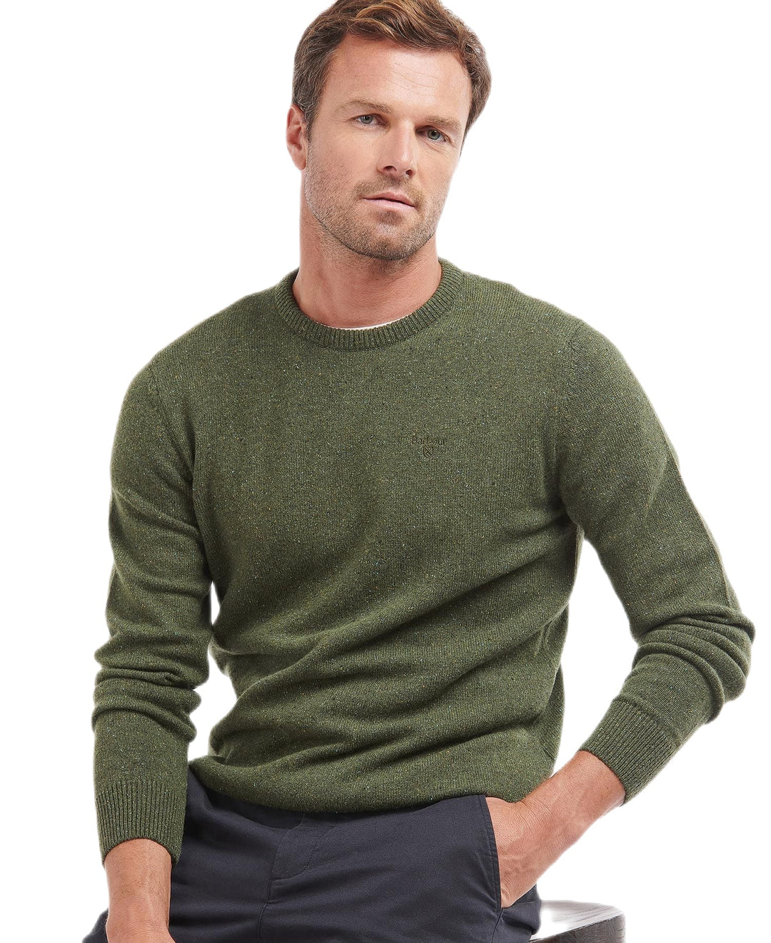 Barbour - Pull col rond vert sapin - Lothaire