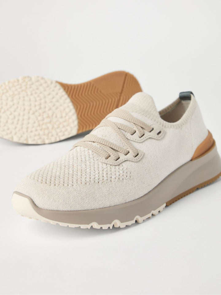 BRUNELLO CUCINELLI Chaussures en maille de coton et veau semi - brillant Beige - Lothaire