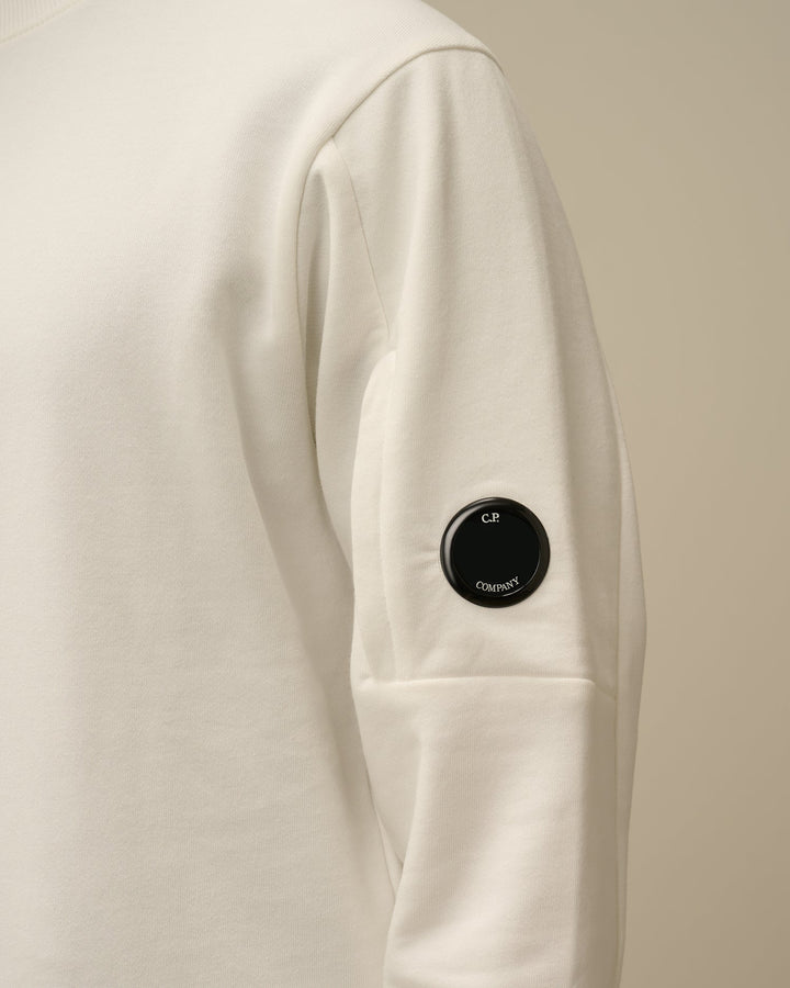 C. P. COMPANY : Diagonal Raised Fleece Crew Neck Lens Sweatshirt blanc - Lothaire