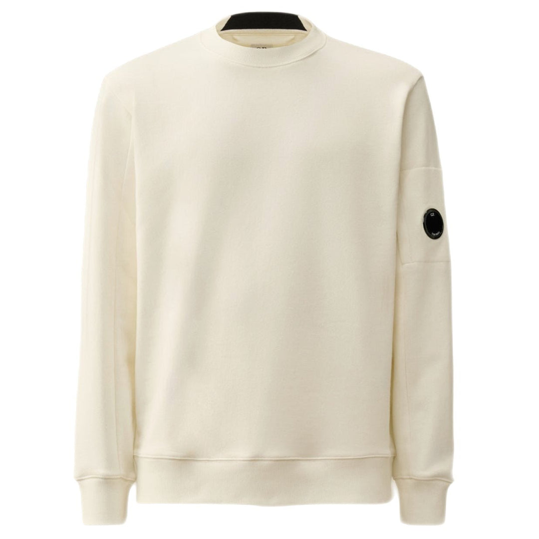 C. P. COMPANY : Diagonal Raised Fleece Crew Neck Lens Sweatshirt blanc - Lothaire