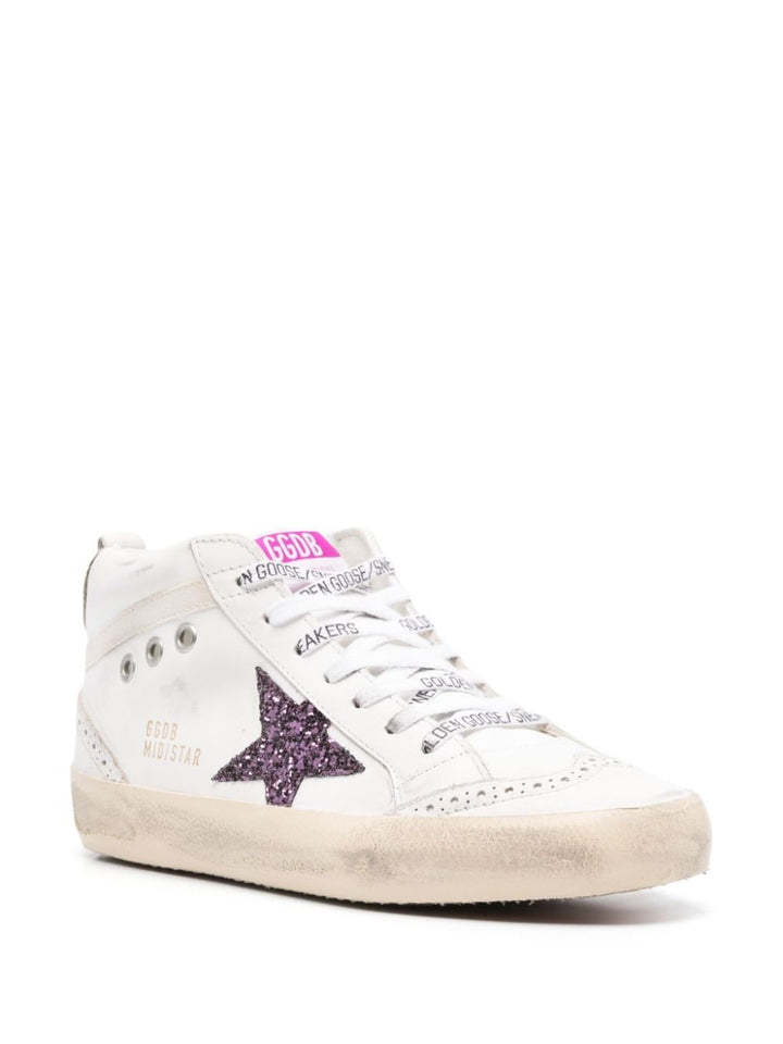 Golden Goose - baskets Midstar blanc étoile paillettes violettes - Lothaire