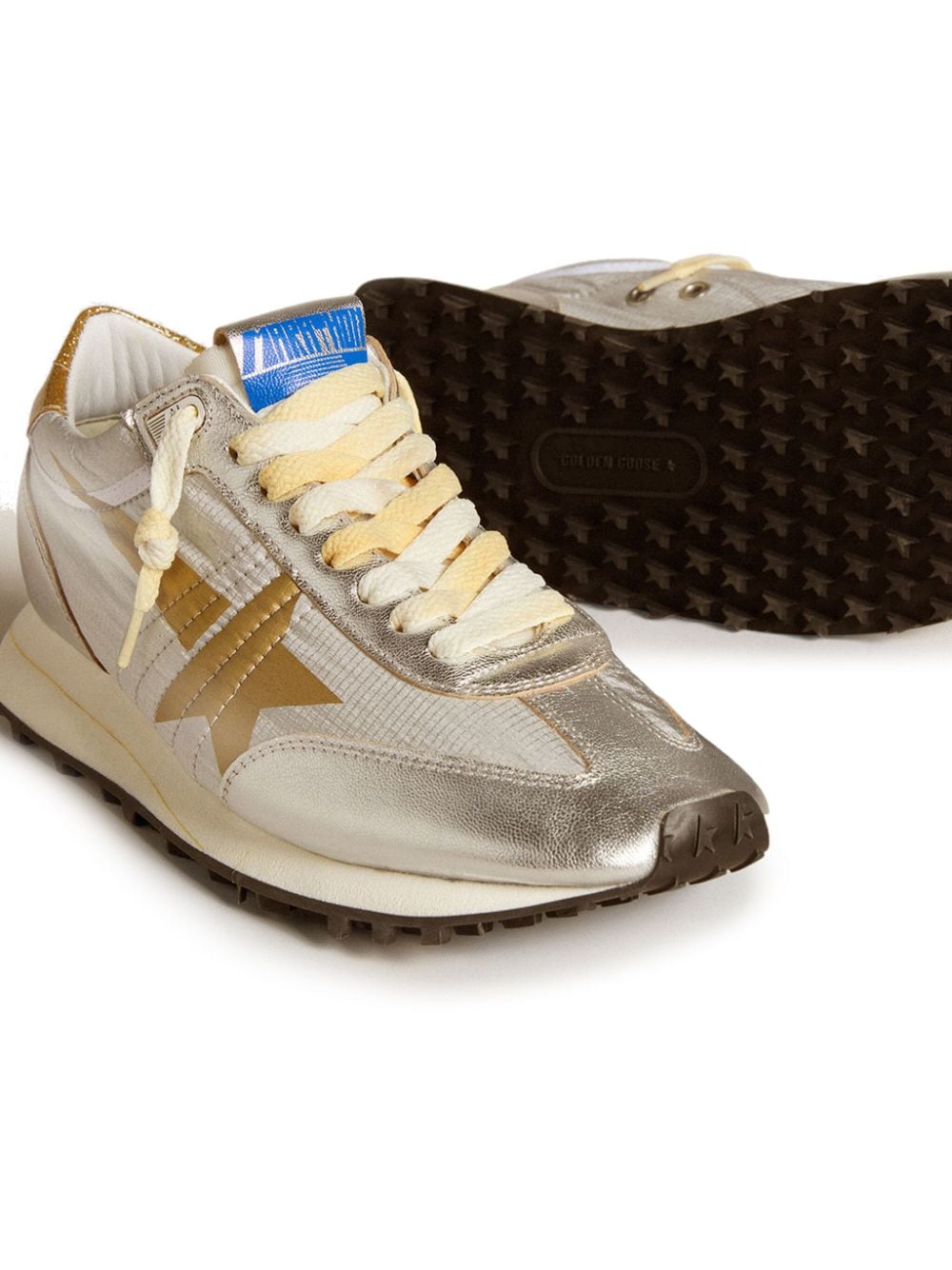 Golden Goose Marathon pour femme avec tige en nylon ripstop argenté et étoile dorée - Lothaire