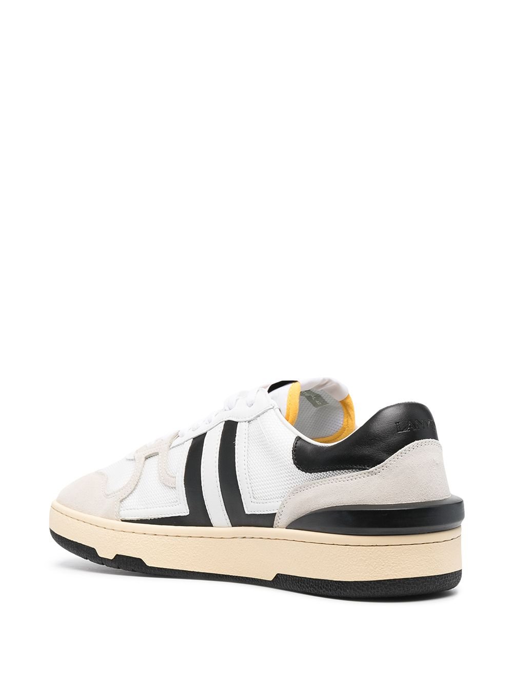 Lanvin - Sneakers basses Clay en cuir et mesh blanc et noir - Lothaire