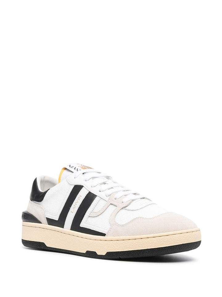 Lanvin - Sneakers basses Clay en cuir et mesh blanc et noir - Lothaire