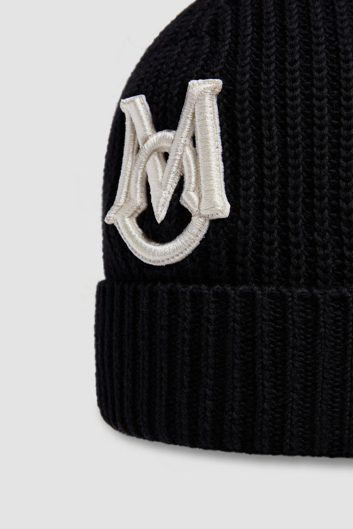 Moncler - Bonnet black à monogramme brodé - Lothaire