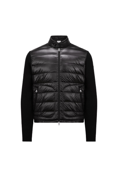 MONCLER - Cardigan zippé matelassé en laine noir - Lothaire