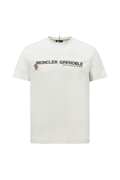 MONCLER GRENOBLE - T-shirt en coton à logo blanc creme - Lothaire