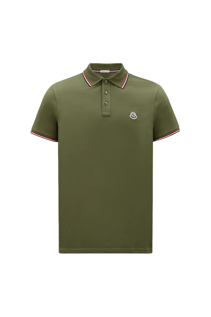 MONCLER : Polo à patch logo Vert - Lothaire