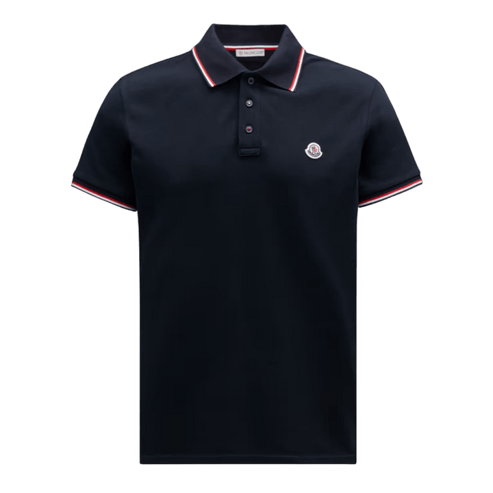 MONCLER polo manches courtes patch poitrine Bleu - Lothaire