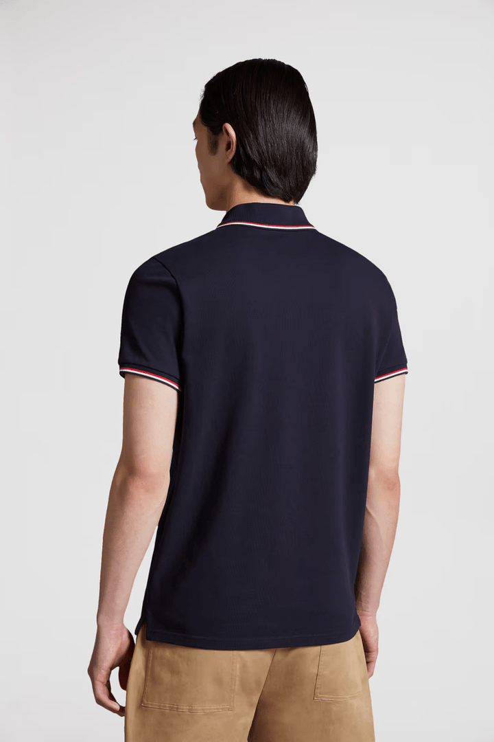 MONCLER polo manches courtes patch poitrine Bleu - Lothaire