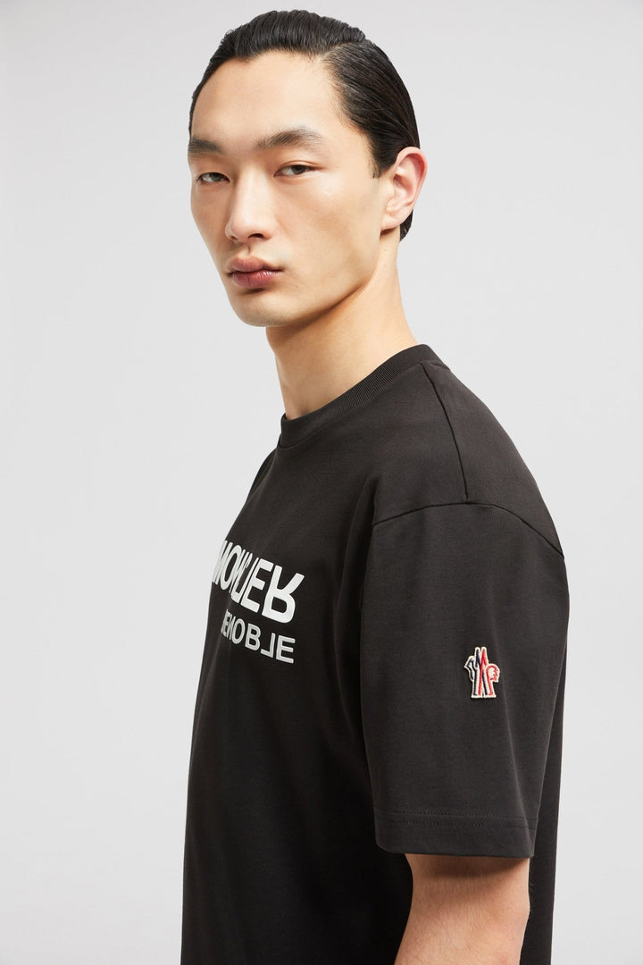 MONCLER - T - SHIRT EN COTON À LOGO EFFET MIROIR Noir - Lothaire