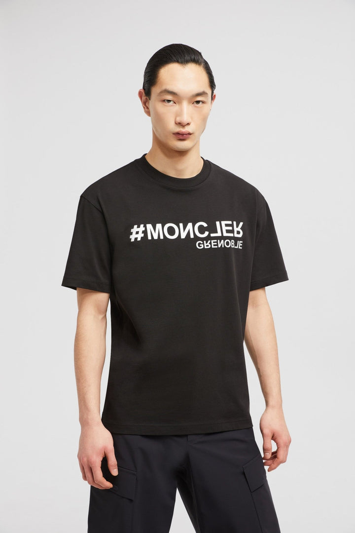 MONCLER - T - SHIRT EN COTON À LOGO EFFET MIROIR Noir - Lothaire