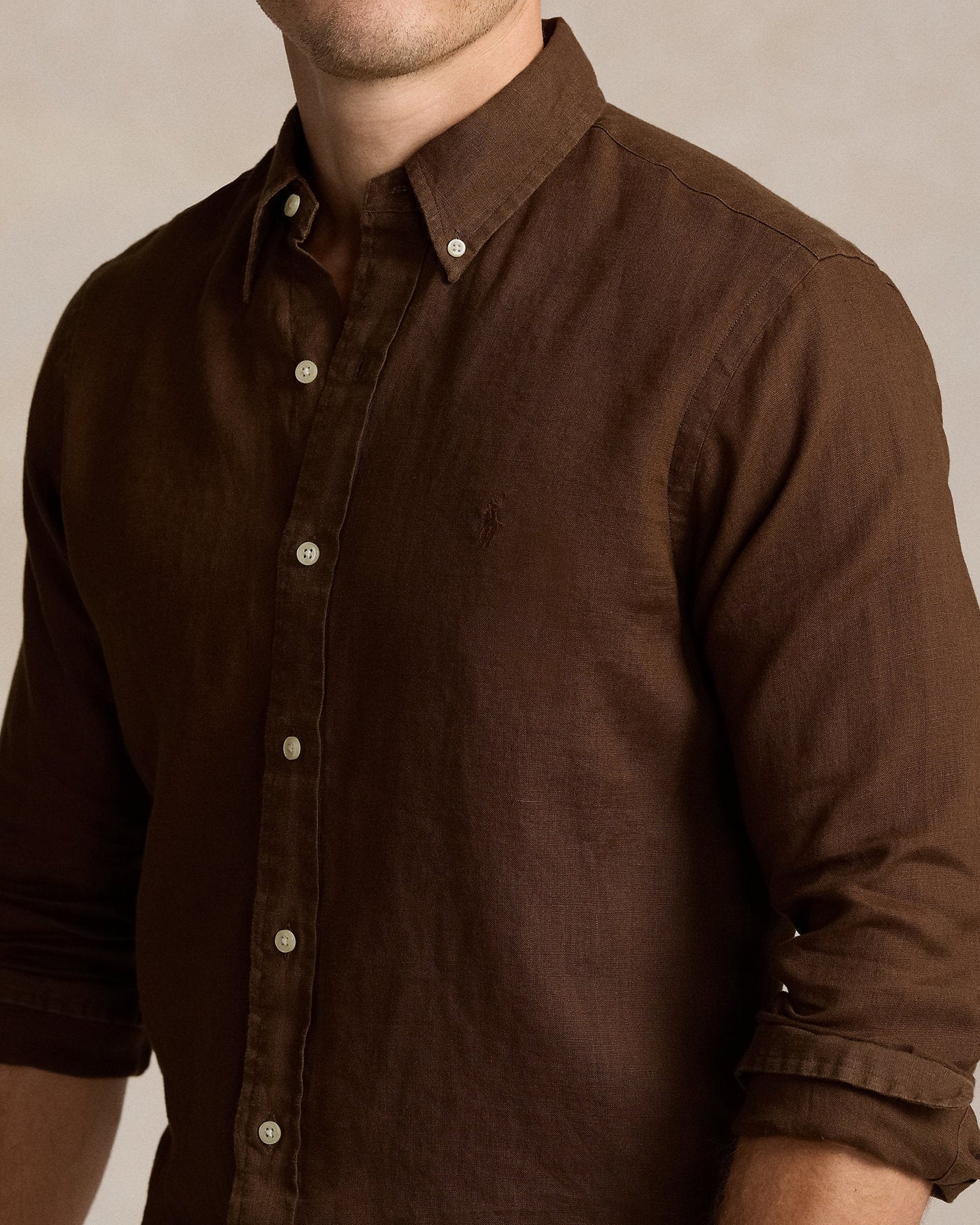 Polo Ralph Lauren - Chemise marron ajustée en lin - Lothaire
