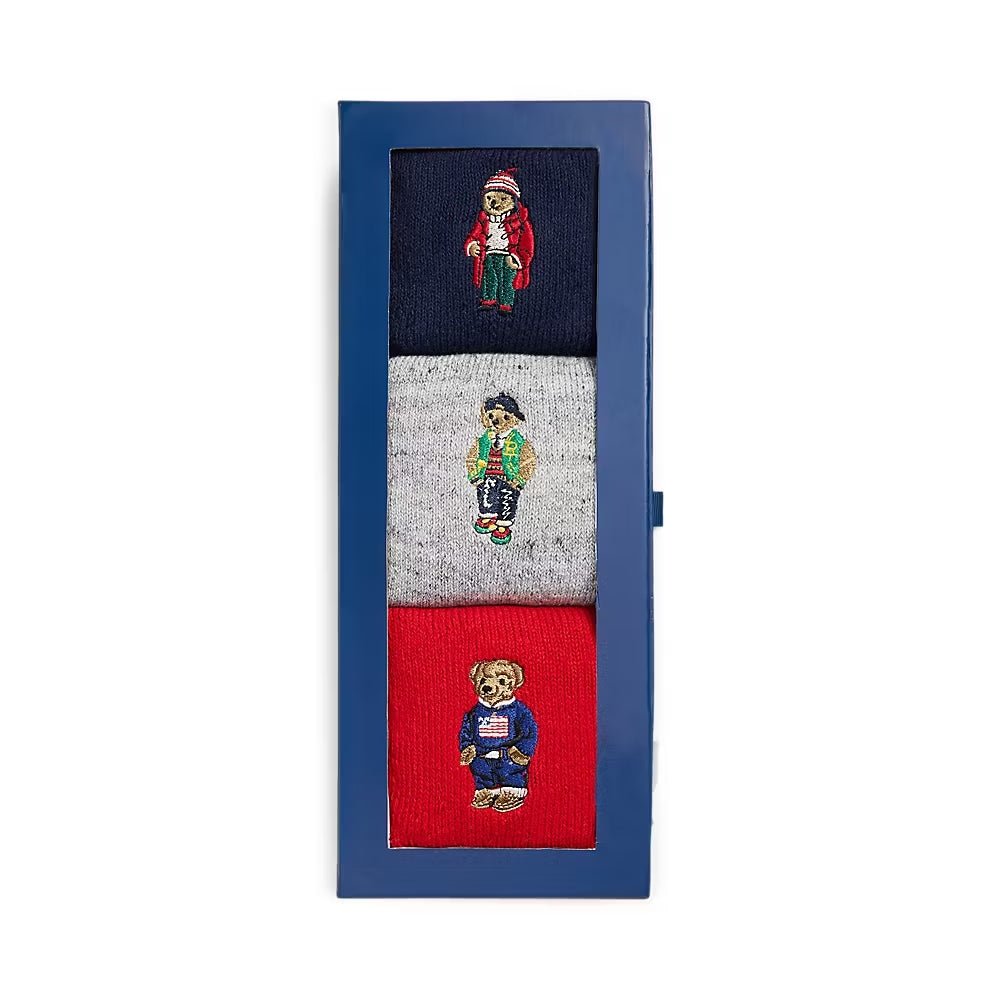 Polo Ralph Lauren - Pack chaussettes Polo Bear x3 rouge / marine - Lothaire