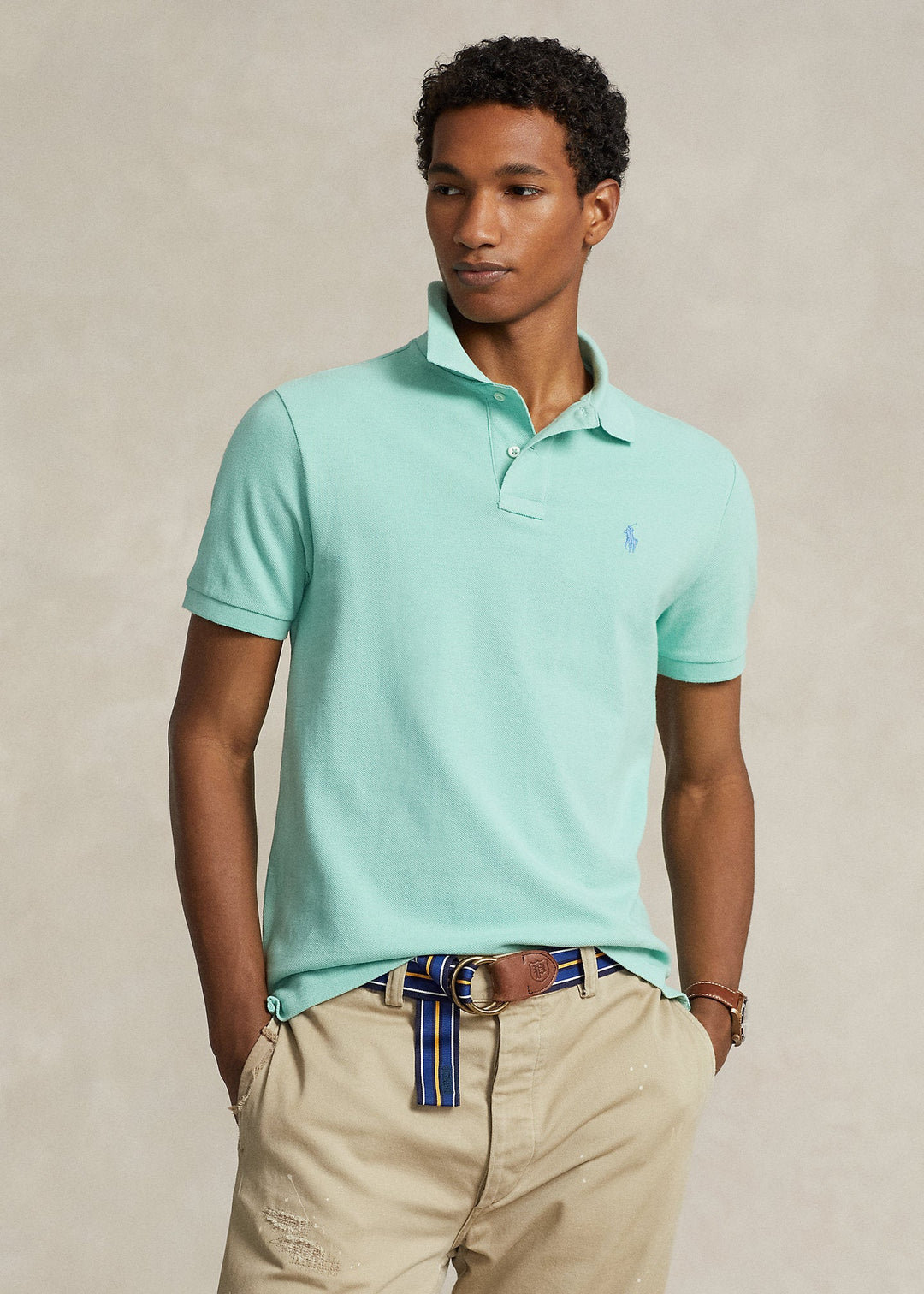 Polo Ralph Lauren - Polo coupe ajustée en piqué celadon/c7580 - Lothaire