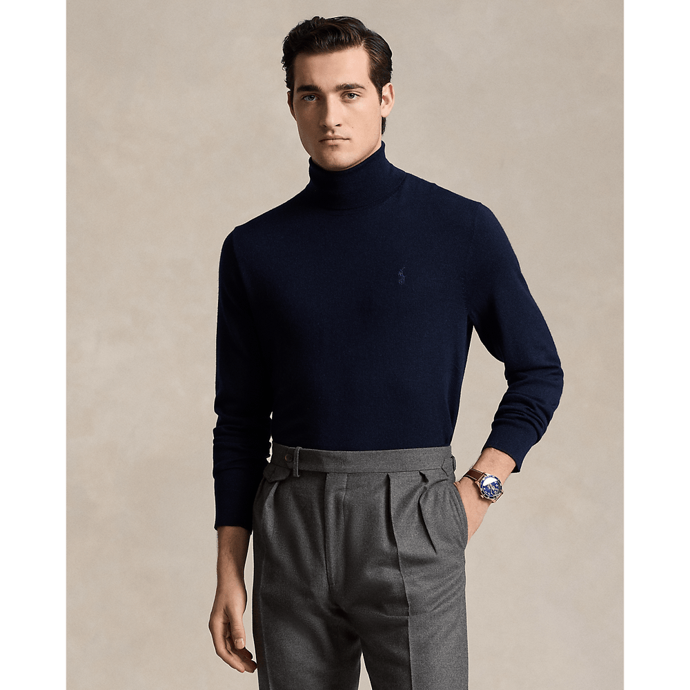 Polo Ralph Lauren - Pull col roulé en laine Bleu nuit - Lothaire