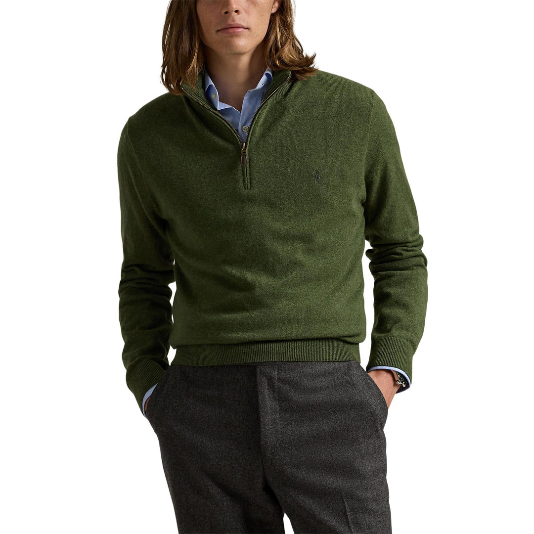 Polo Ralph Lauren - Pull demi - zippé laine Vert olive - Lothaire