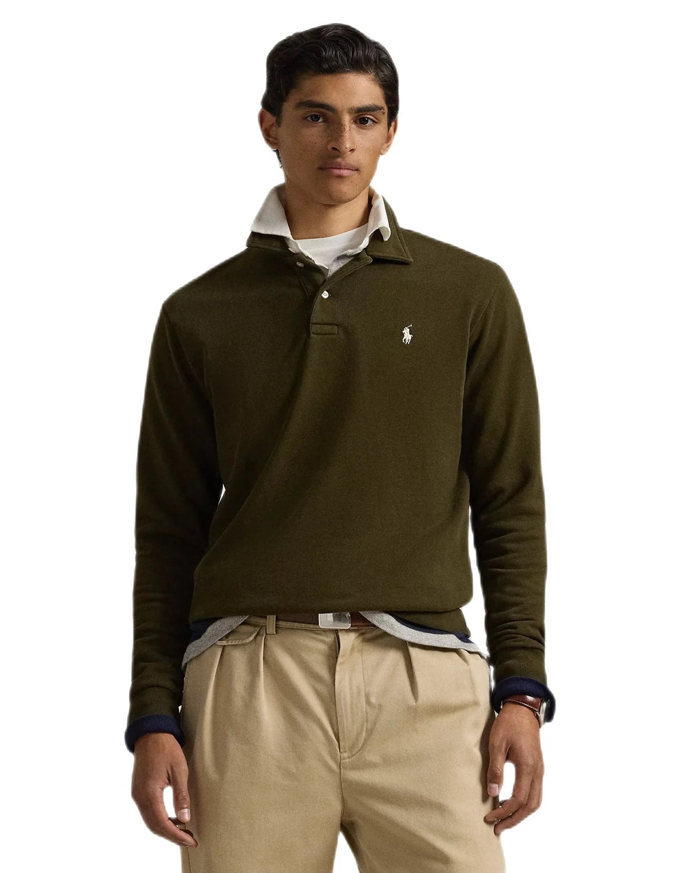 Ralph Lauren - Sweat à col en coton bouclé dark loden - Lothaire