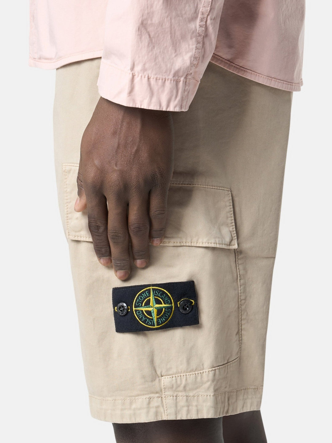 STONE ISLAND - Bermuda cargo coupe slim à poches zippées Desert - Lothaire