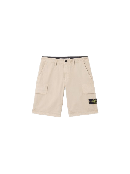 STONE ISLAND - Bermuda cargo coupe slim à poches zippées Desert - Lothaire