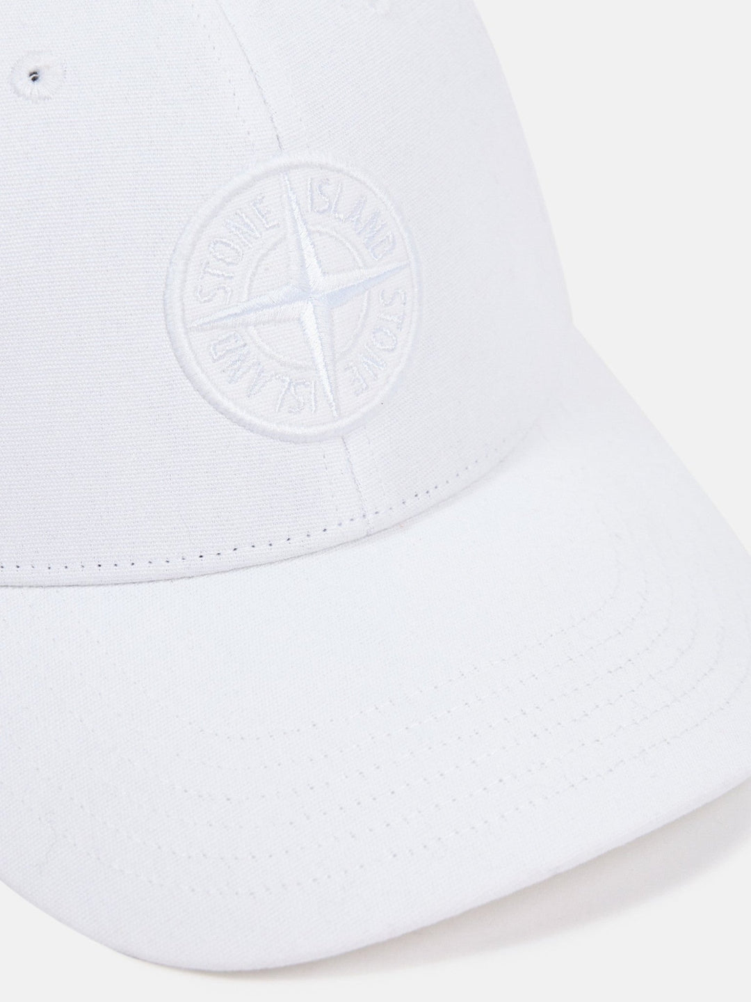 STONE ISLAND - Casquette en coton avec logo brodé Blanc - Lothaire