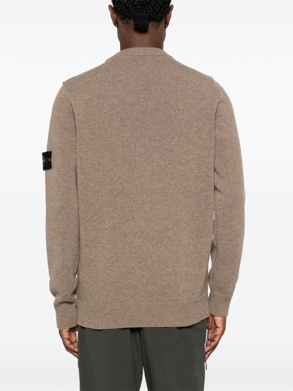 STONE ISLAND - Pull en maille fine à patch logo marron clair - Lothaire