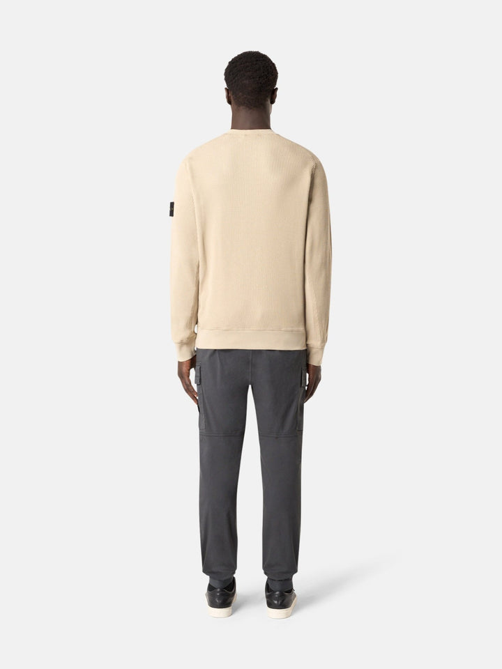 STONE ISLAND - Sweat-shirt ras - du - cou à détails côtelés Desert - Lothaire