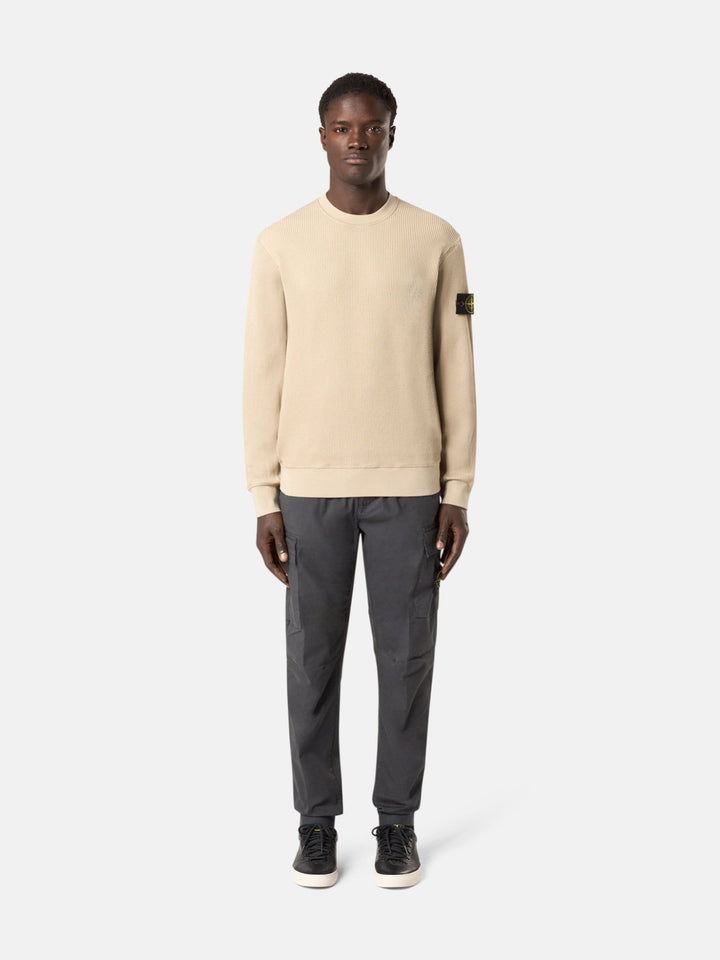 STONE ISLAND - Sweat-shirt ras - du - cou à détails côtelés Desert - Lothaire