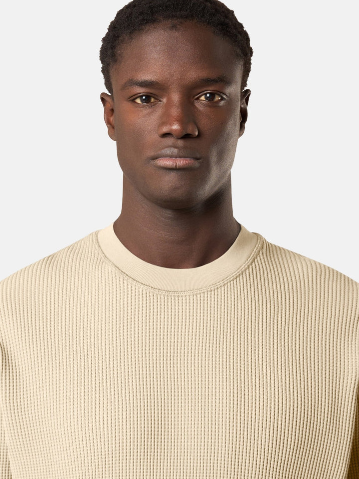 STONE ISLAND - Sweat-shirt ras - du - cou à détails côtelés Desert - Lothaire