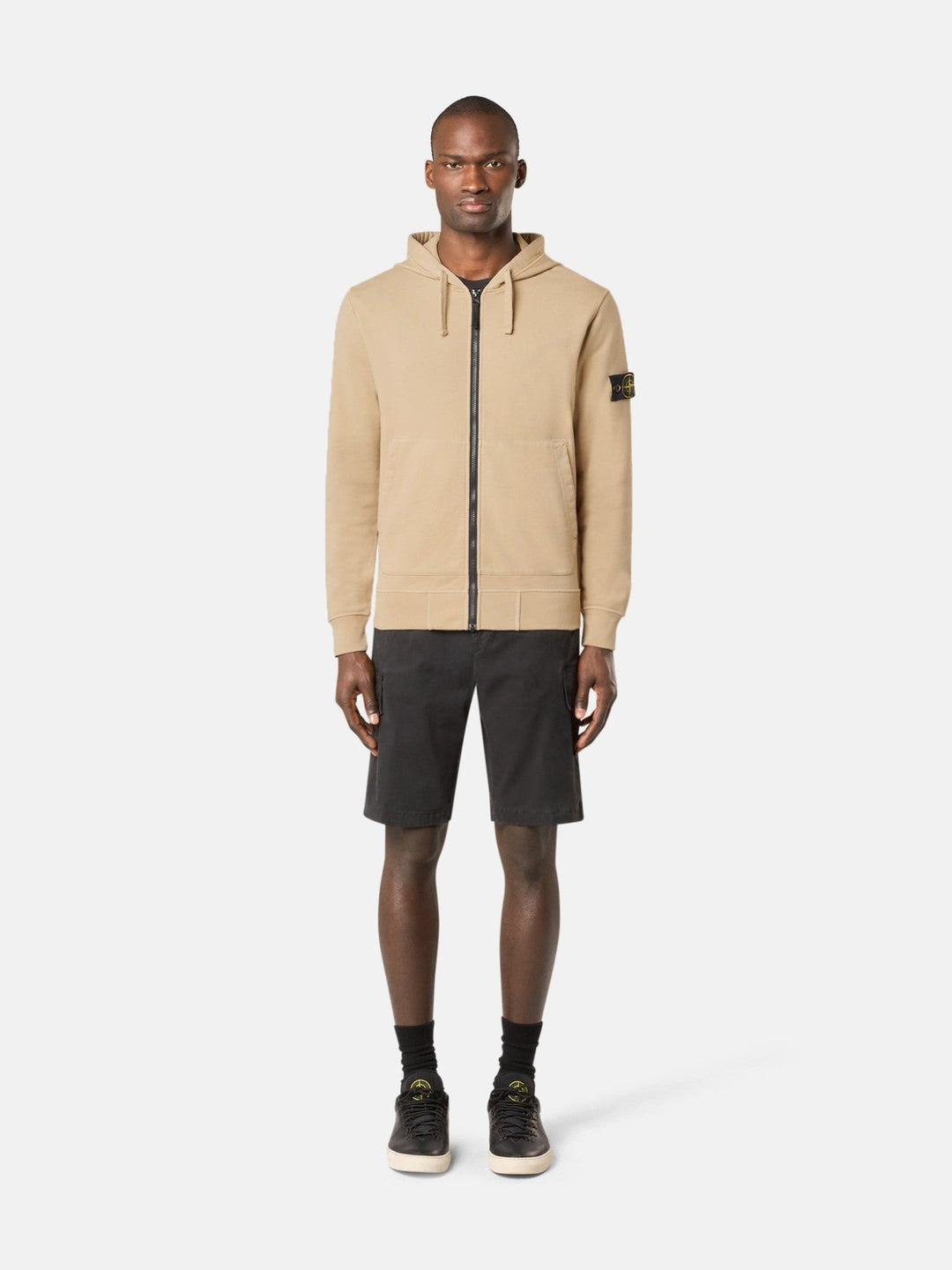 STONE ISLAND - Sweat-shirt zippé doté de capuche à cordon de serrage Desert - Lothaire