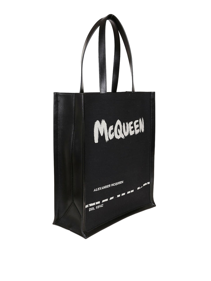 Alexander McQueen - Cabas noir en jacquard imprimé - Lothaire boutiques (5943167123621)