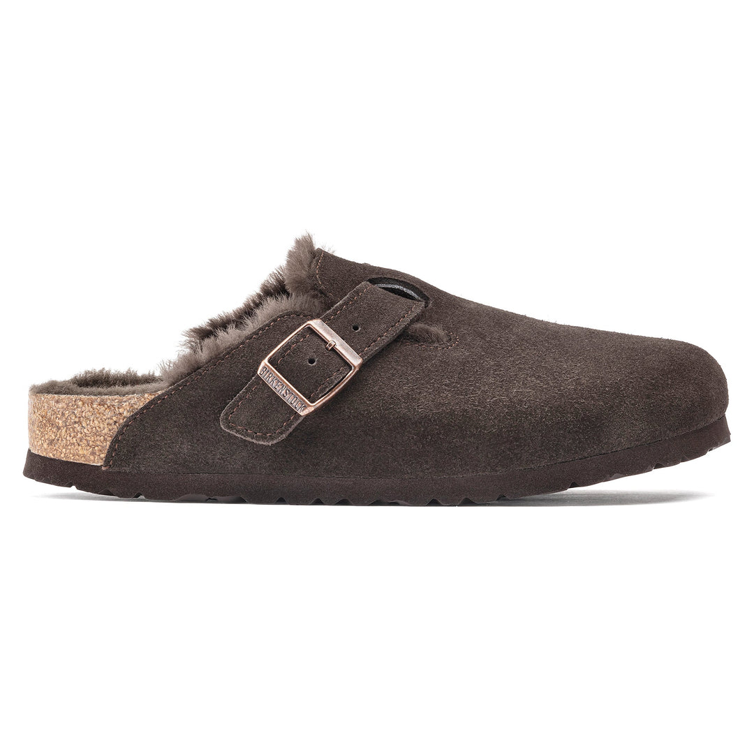 Birkenstock Sabots Boston fourrure agneau Mocha - Lothaire boutiques