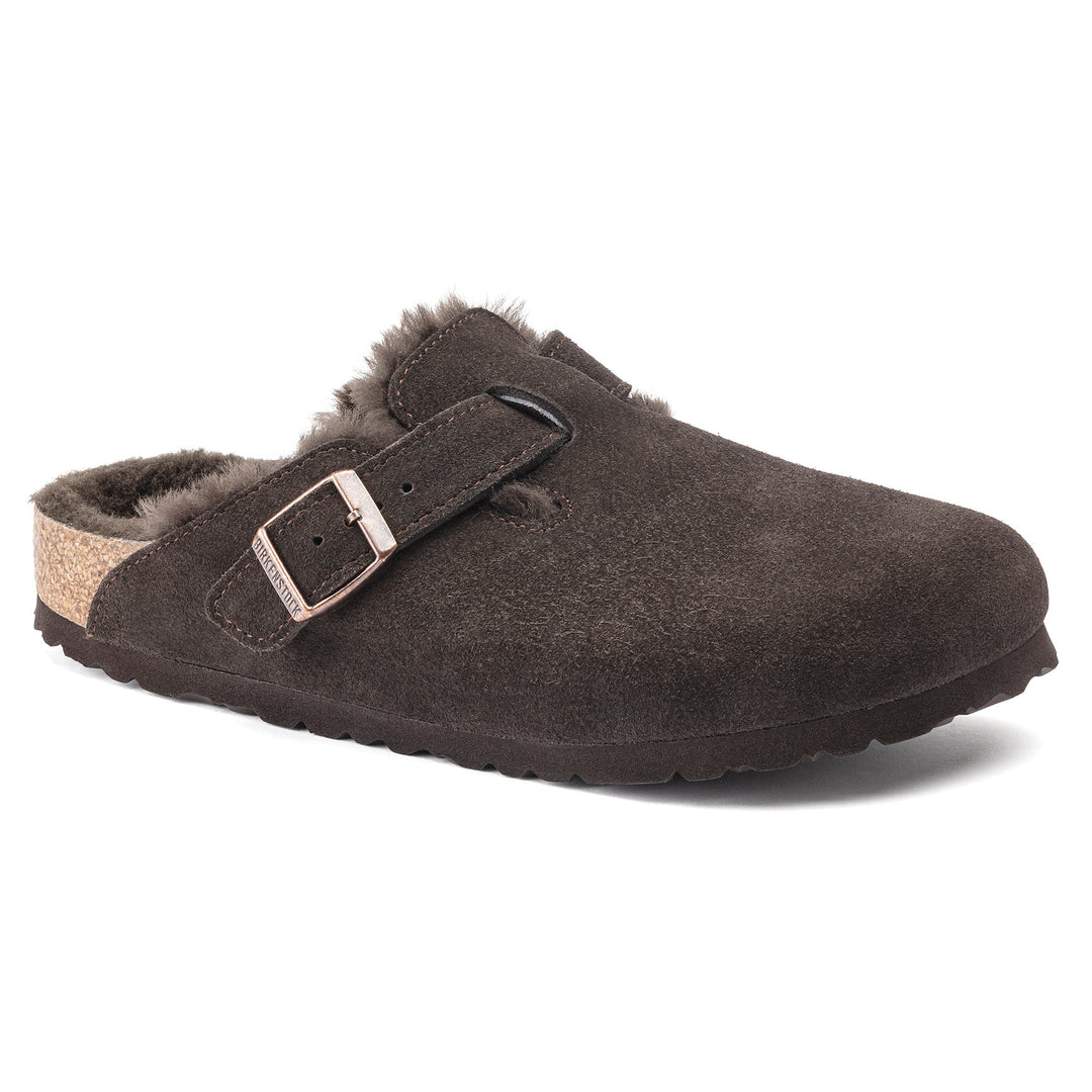 Birkenstock Sabots Boston fourrure agneau Mocha - Lothaire boutiques