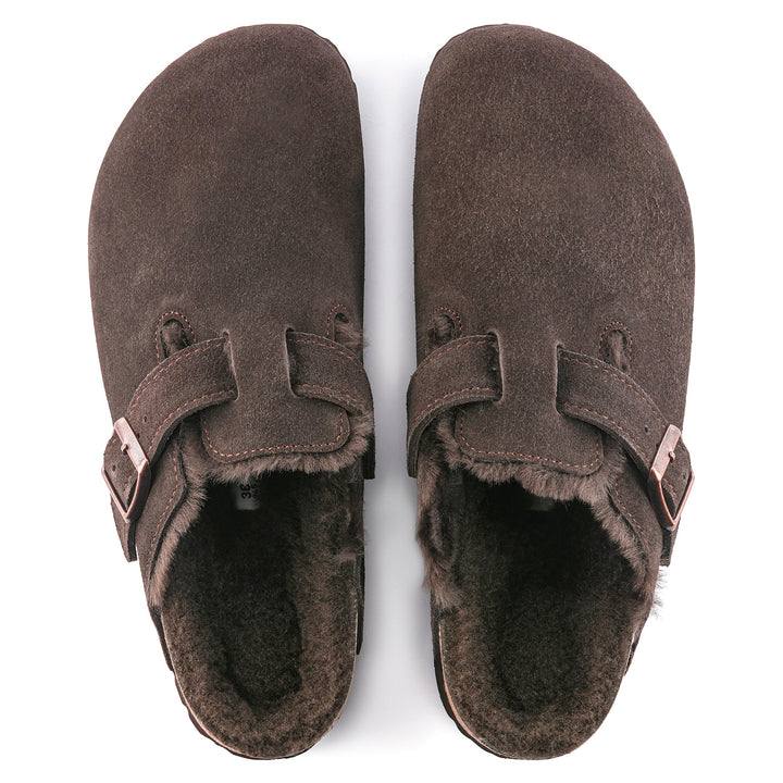 Birkenstock Sabots Boston fourrure agneau Mocha - Lothaire boutiques