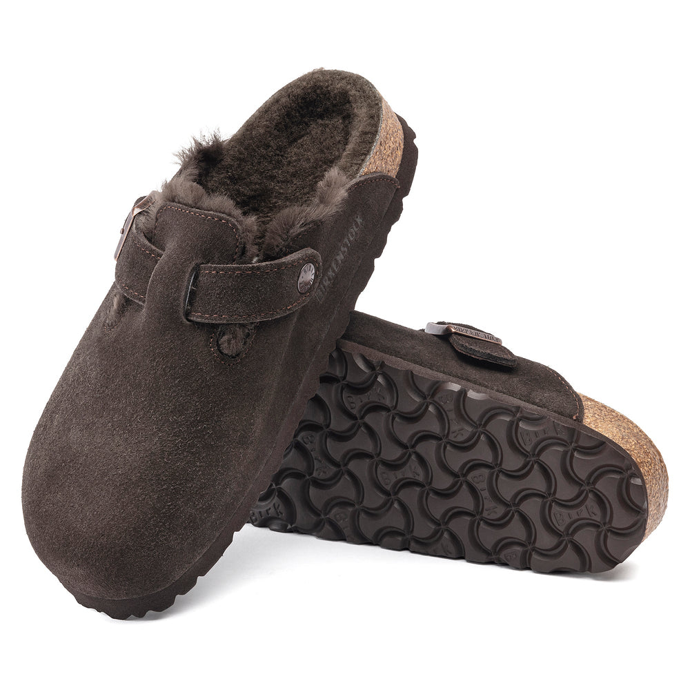 Birkenstock Sabots Boston fourrure agneau Mocha - Lothaire boutiques