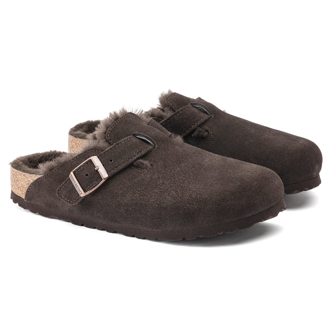 Birkenstock Sabots Boston fourrure agneau Mocha - Lothaire boutiques