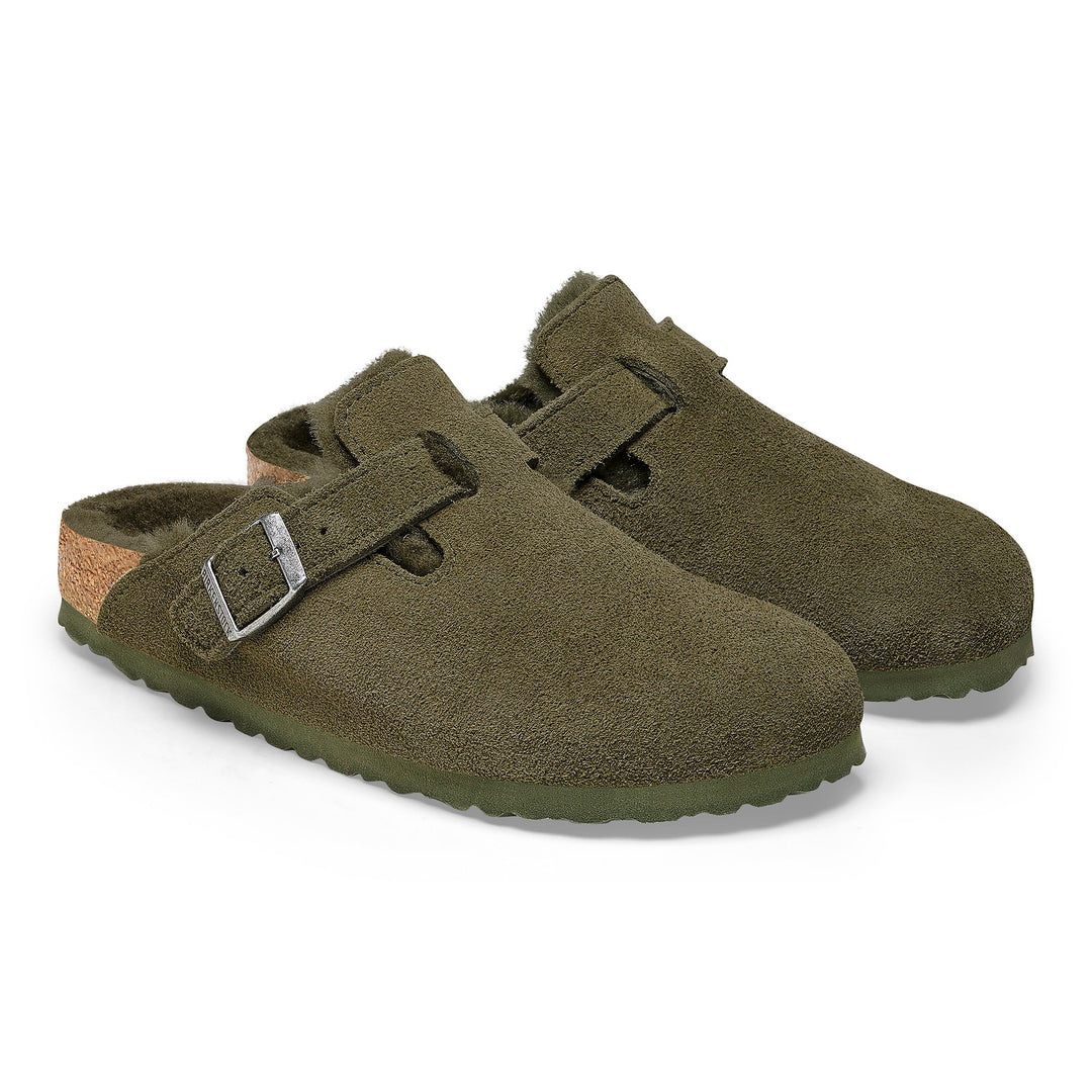 Birkenstock Sabots Boston fourrure agneau Thyme - Lothaire