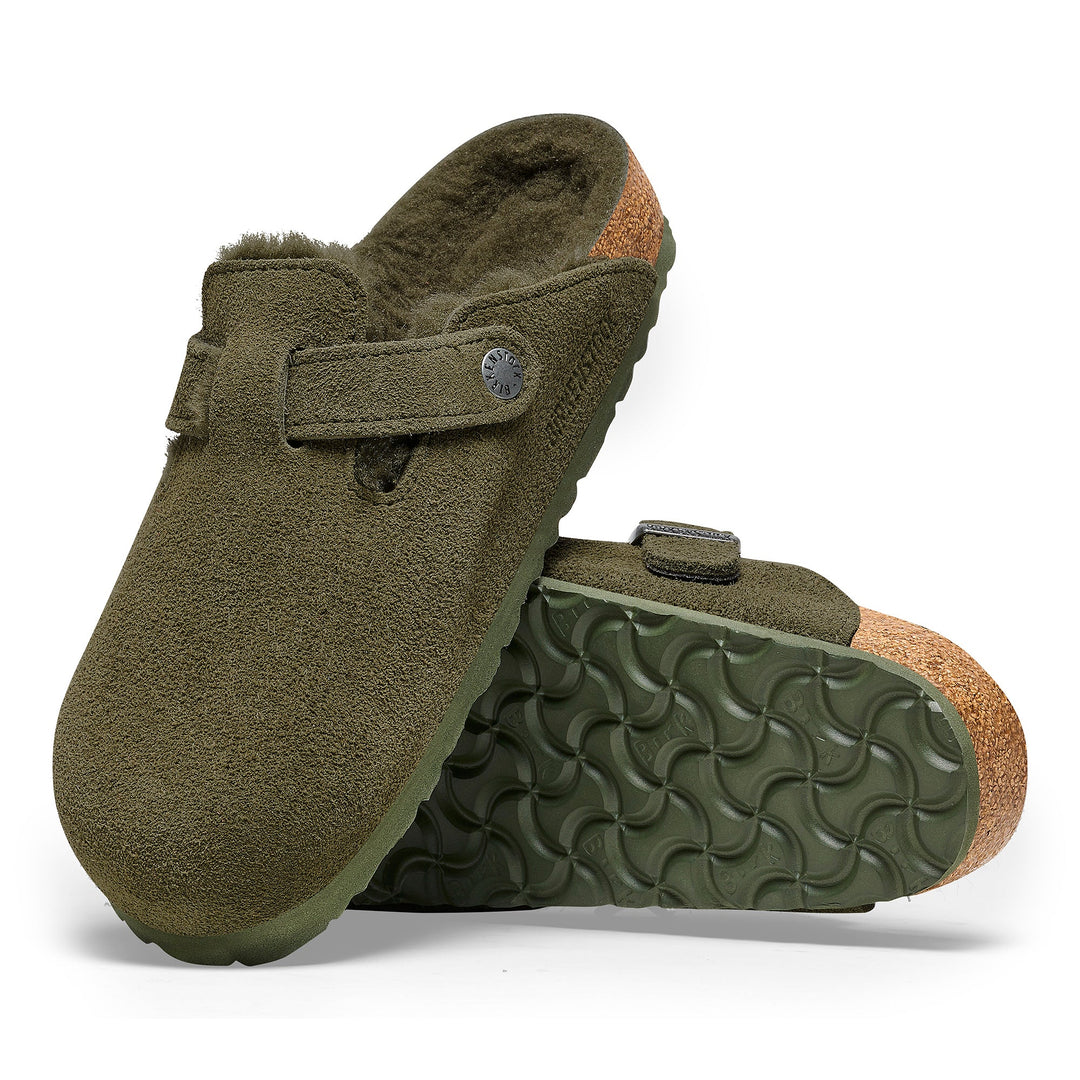 Birkenstock Sabots Boston fourrure agneau Thyme - Lothaire