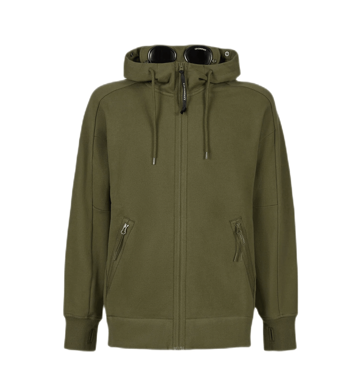 C.P Company Sweat à capuche zippé Diagonal Raised Fleece Goggle Ivy Green - Lothaire