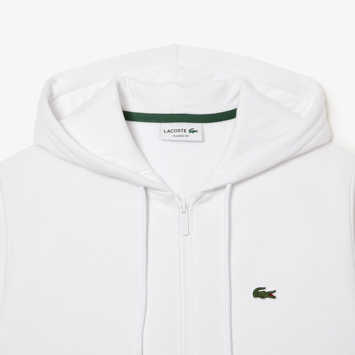 Lacoste Sweatshirt à capuche zippé blanc en molleton - Lothaire