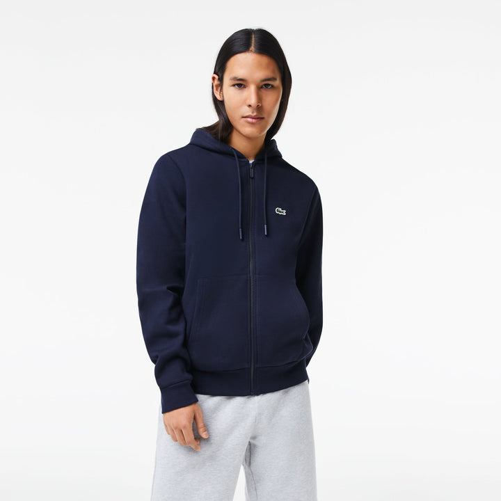 Lacoste Sweatshirt à capuche zippé Marine en molleton - Lothaire